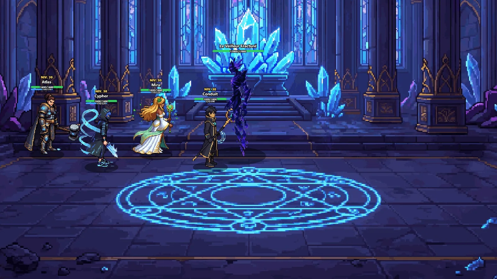 Combat en pixel art — Le Veilleur riposte