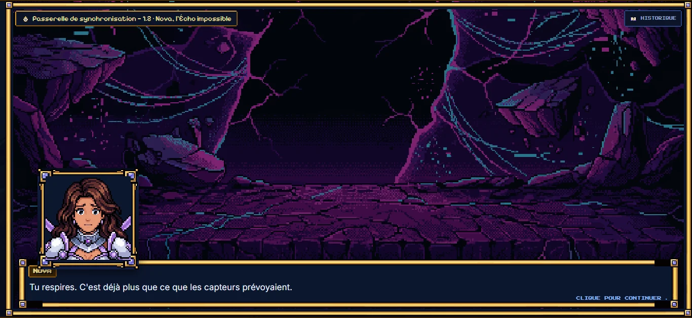 Interface en pixel art — Nova, en scène