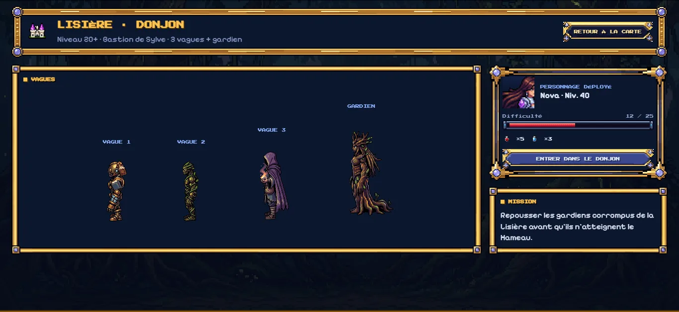 Interface en pixel art — Le Donjon