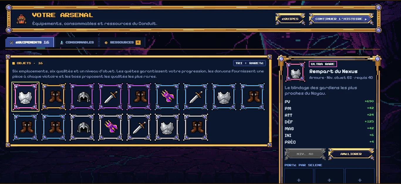 Interface en pixel art — L'inventaire