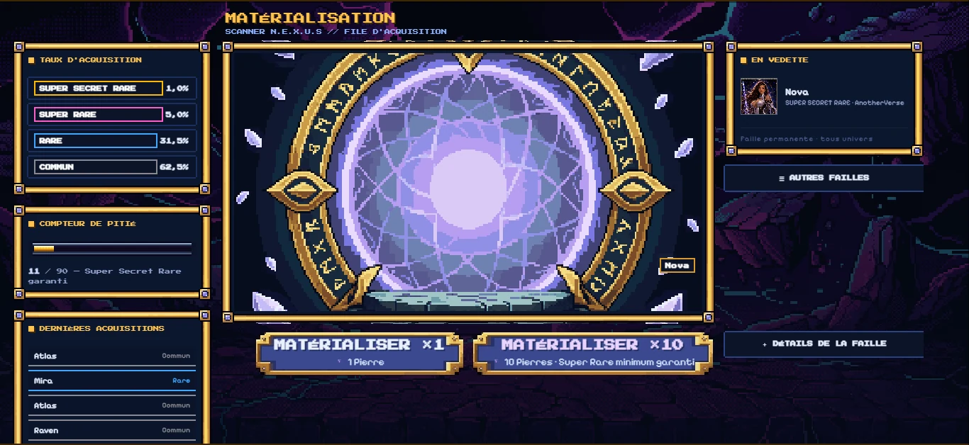 Interface en pixel art — Invocations